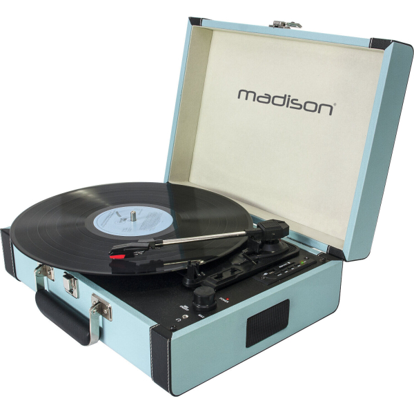 SCHALLPLATTEN KOFFER PARTY MUSIK DISCO SOUND MADISON MAD-RETROCASE-BLU NOSTALGI